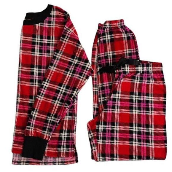 Betsey Johnson Y2K Pink Red Plaid Long Sleeve Pajama Pants Set Medium - Picture 13 of 16